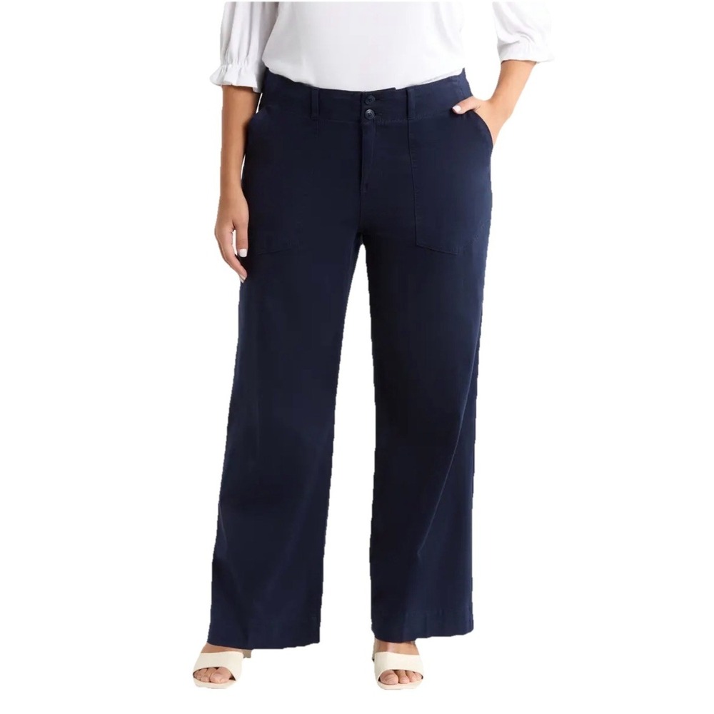 Liverpool Los Angeles Dark Blue Wide Leg Utility Pants Size 10/30